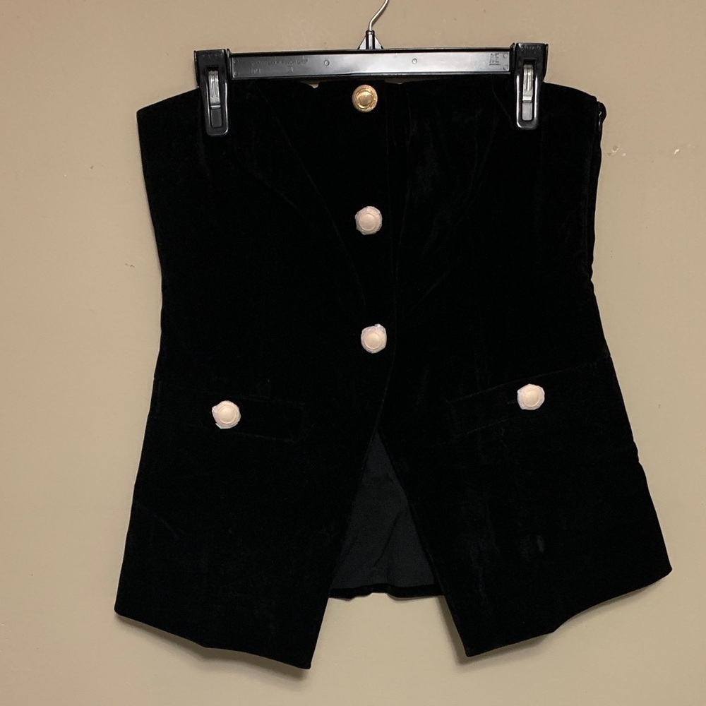 Endless Rose Women’s Velvet Button Front Strapless Large Black Top Whimsy Goth